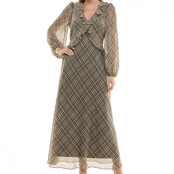 NWT Taylor Ruffled Chiffon Fit & Flare Maxi Dress - Size 6 - Picture 3 of 14